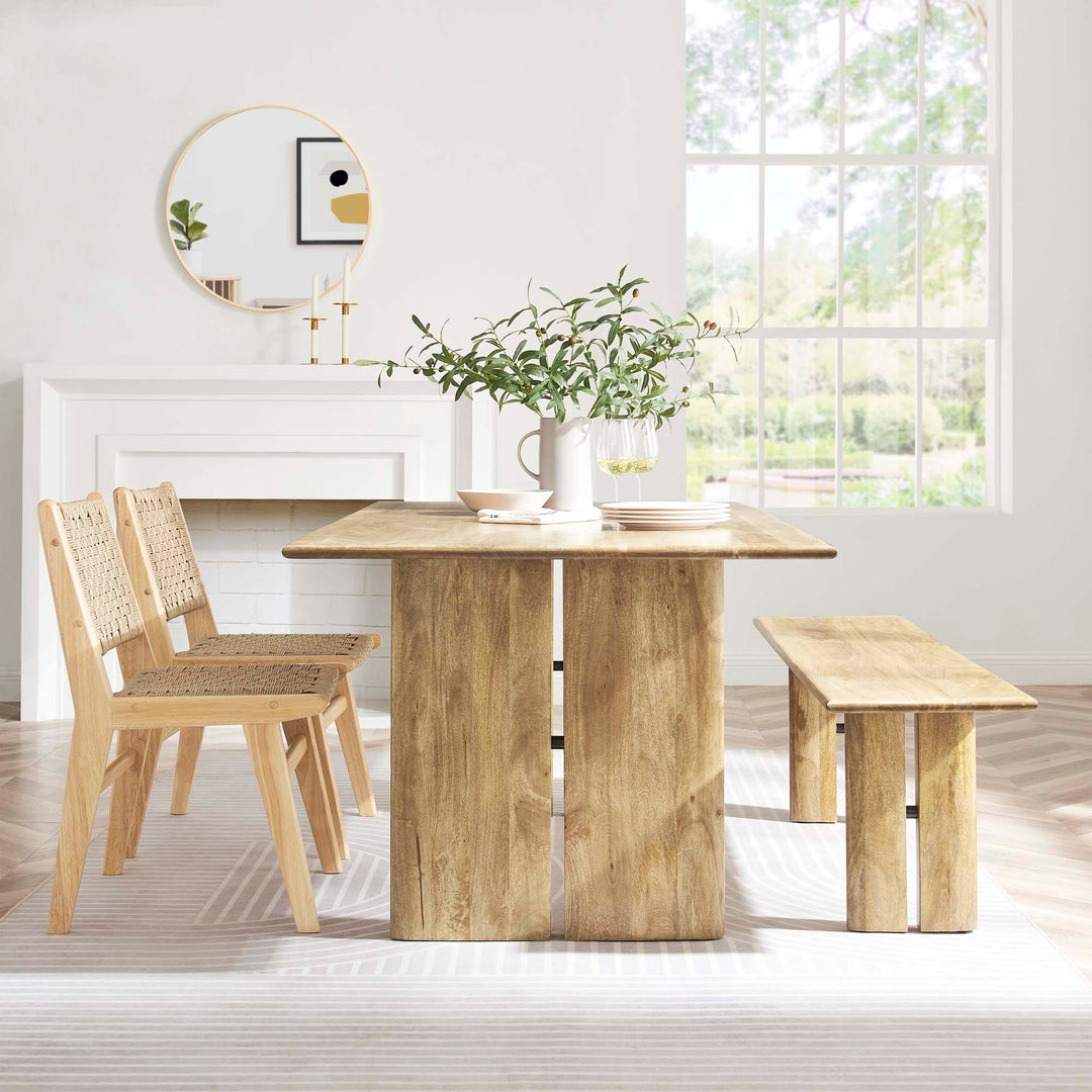 Amistad 72" Wood Dining Table and Bench Set in Oak