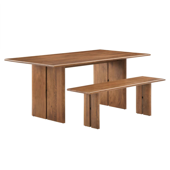 Amistad 72" Wood Dining Table and Bench Set in Walnut