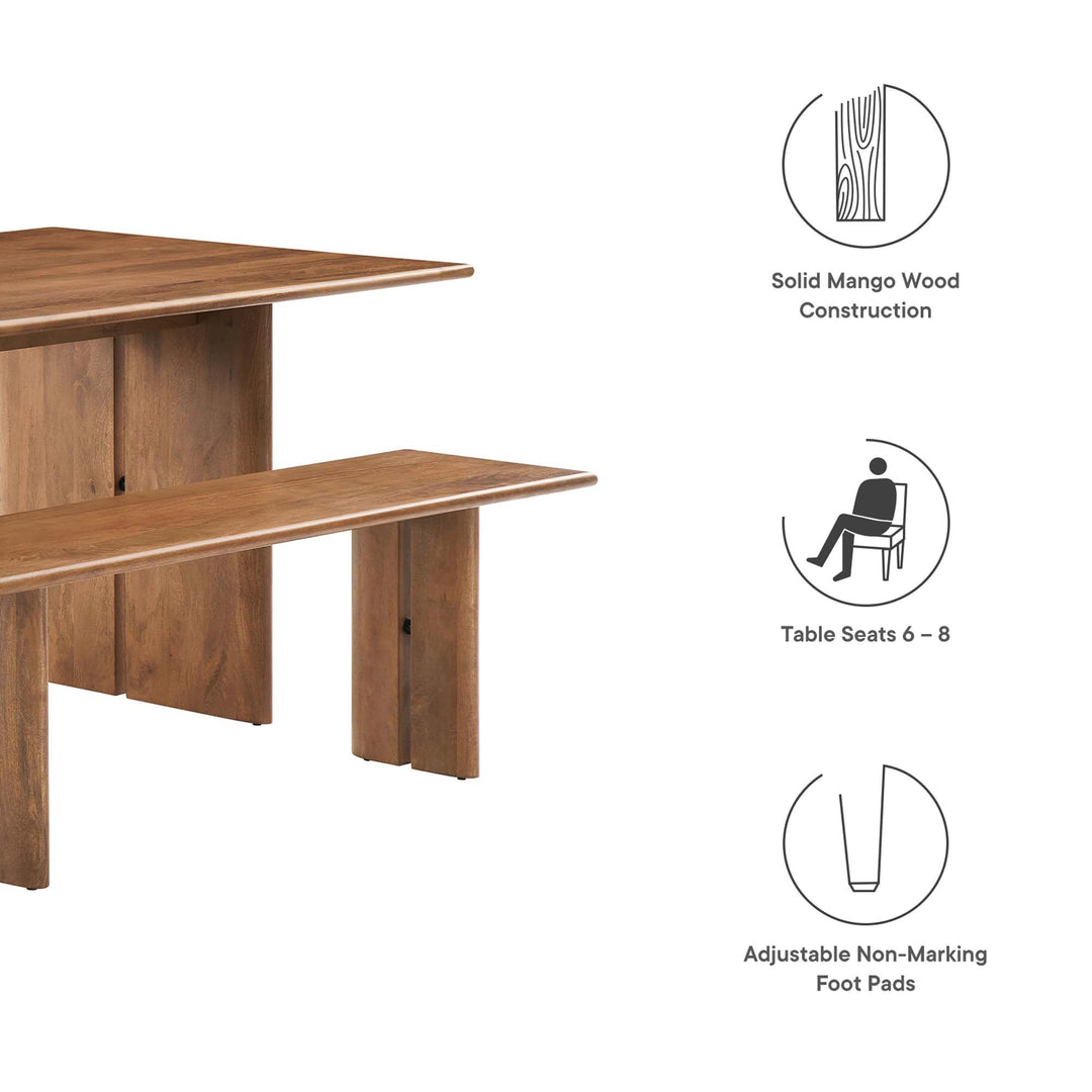 Amistad 72" Wood Dining Table and Bench Set in Walnut