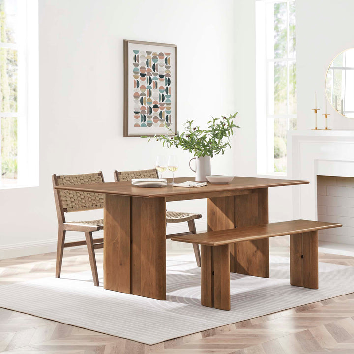 Amistad 72" Wood Dining Table and Bench Set in Walnut