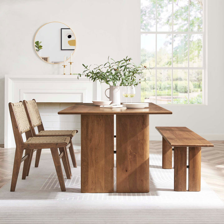 Amistad 72" Wood Dining Table and Bench Set in Walnut