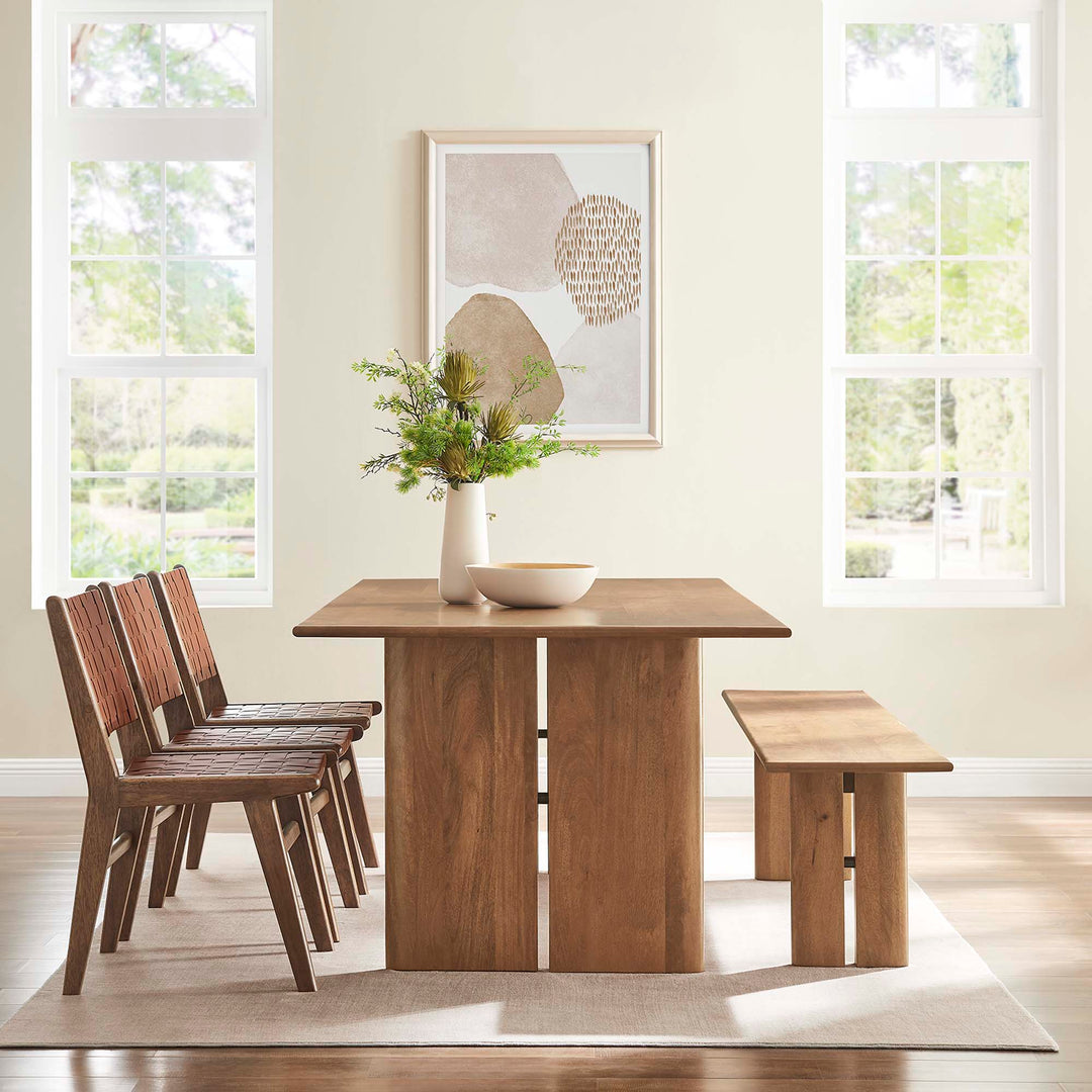 Amistad 86" Wood Dining Table and Bench Set in Walnut