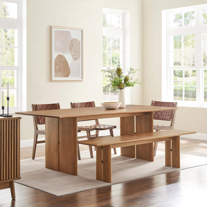 Amistad 86" Wood Dining Table and Bench Set in Walnut