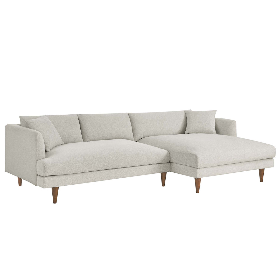 Zoya Right-Facing Down Filled Overstuffed Sectional Sofa in Heathered Weave Ivory