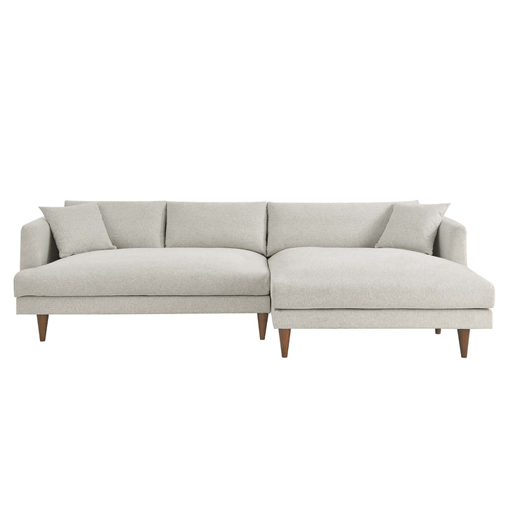 Zoya Right-Facing Down Filled Overstuffed Sectional Sofa in Heathered Weave Ivory