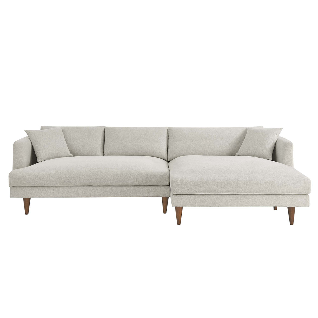 Zoya Right-Facing Down Filled Overstuffed Sectional Sofa in Heathered Weave Ivory