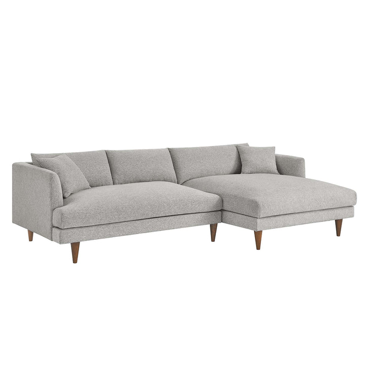 Zoya Right-Facing Down Filled Overstuffed Sectional Sofa in Heathered Weave Light Gray