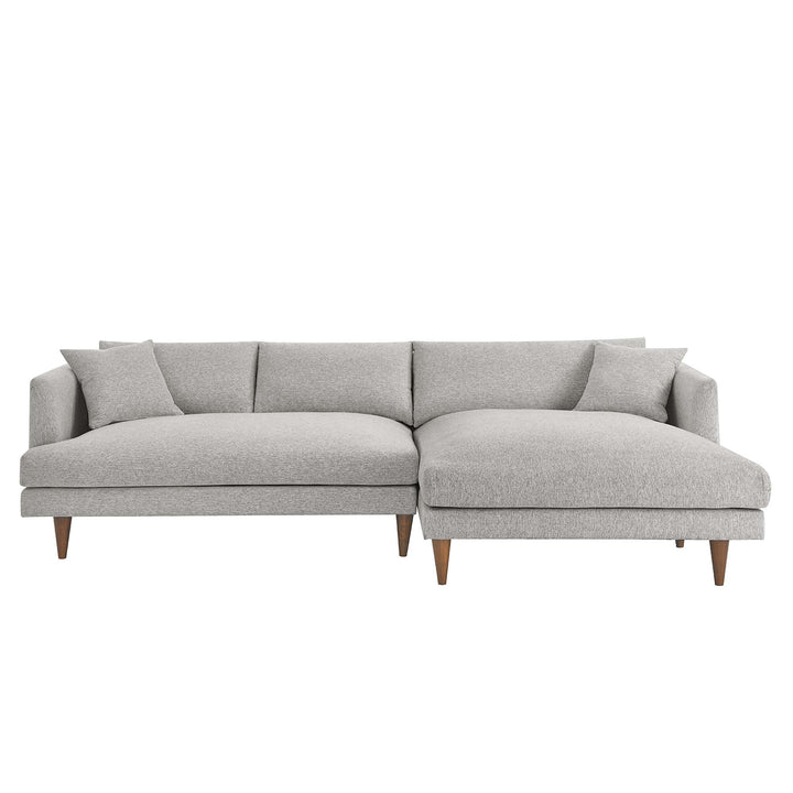 Zoya Right-Facing Down Filled Overstuffed Sectional Sofa in Heathered Weave Light Gray