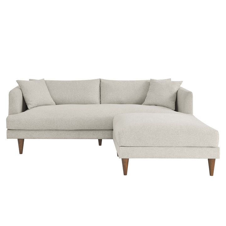 Zoya Down Filled Overstuffed Sofa and Ottoman Set in Heathered Weave Ivory