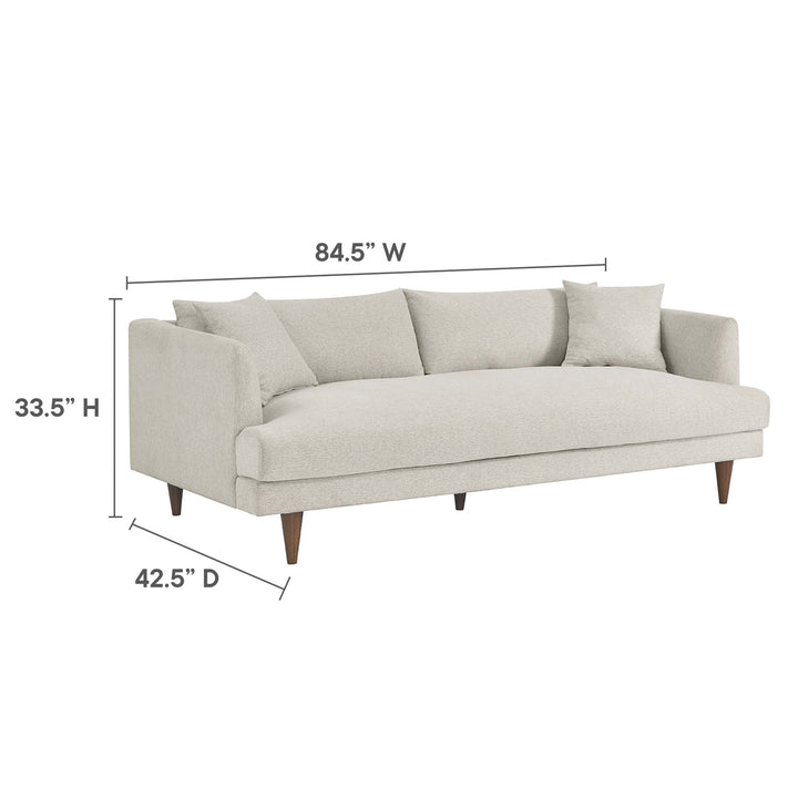Zoya Down Filled Overstuffed Sofa and Ottoman Set in Heathered Weave Ivory