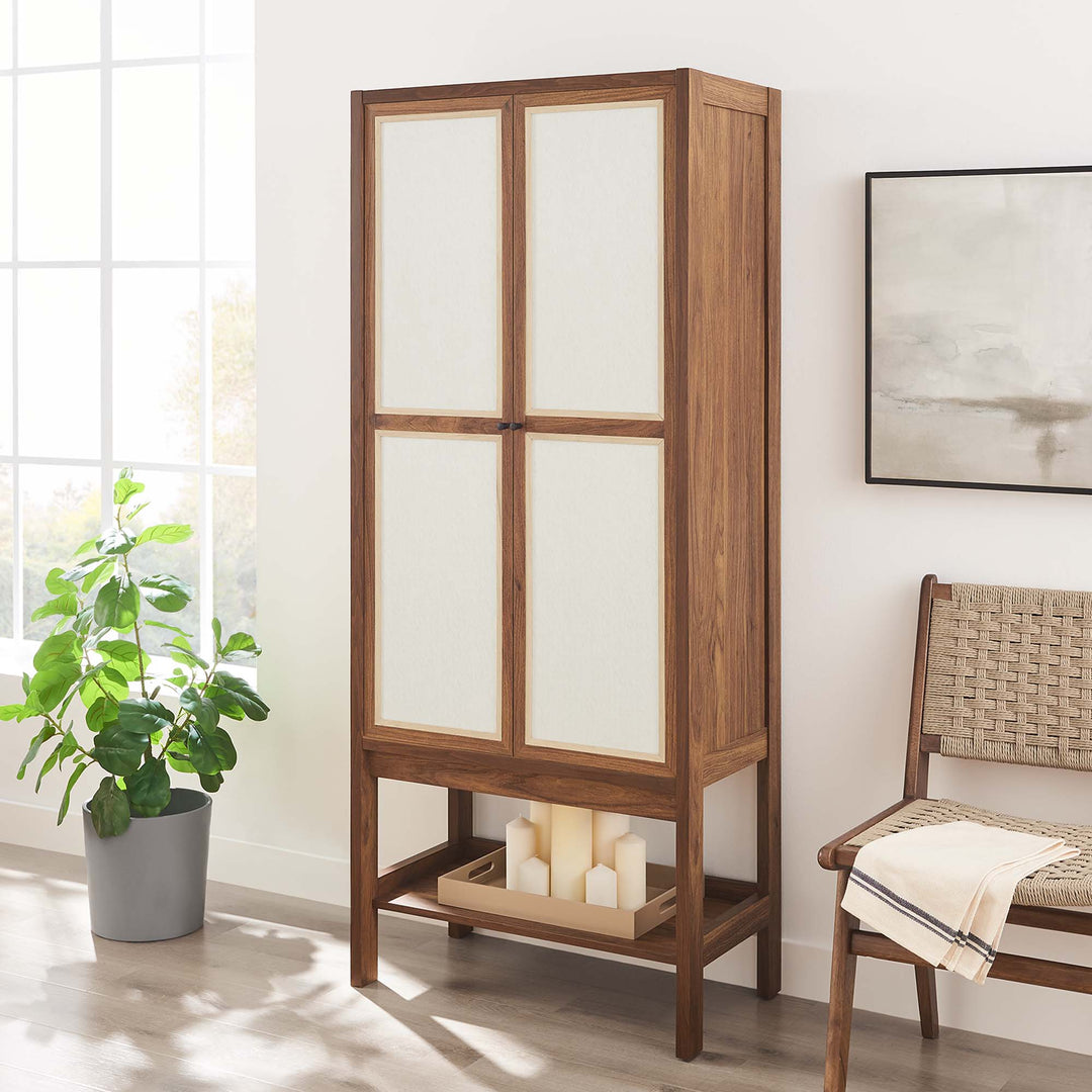 Capri Tall Wood Grain Standing Storage Cabinet in Walnut