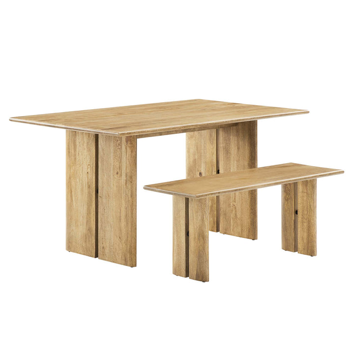 Amistad 60" Wood Dining Table and Bench Set in Oak
