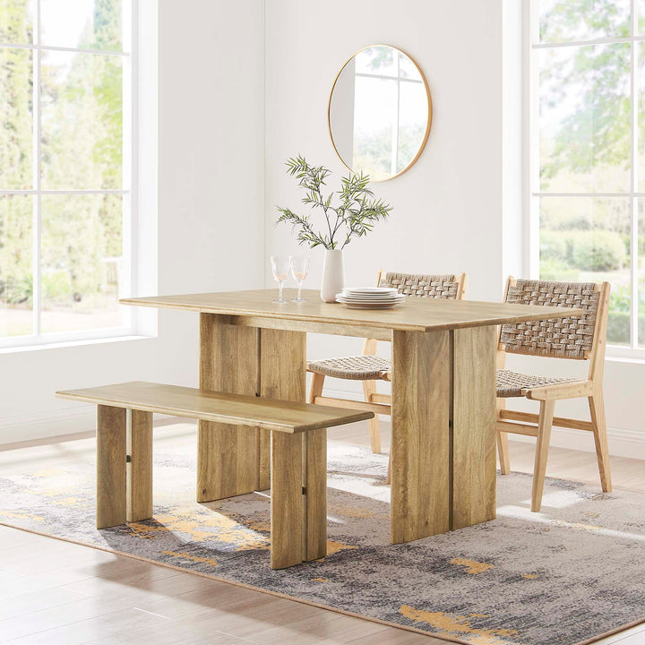 Amistad 60" Wood Dining Table and Bench Set in Oak