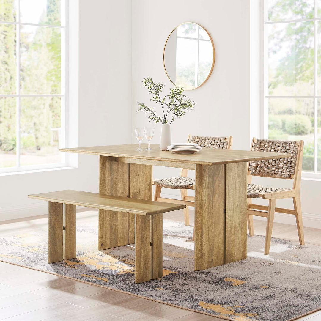 Amistad 60" Wood Dining Table and Bench Set in Oak