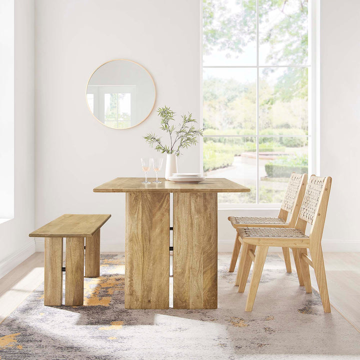 Amistad 60" Wood Dining Table and Bench Set in Oak