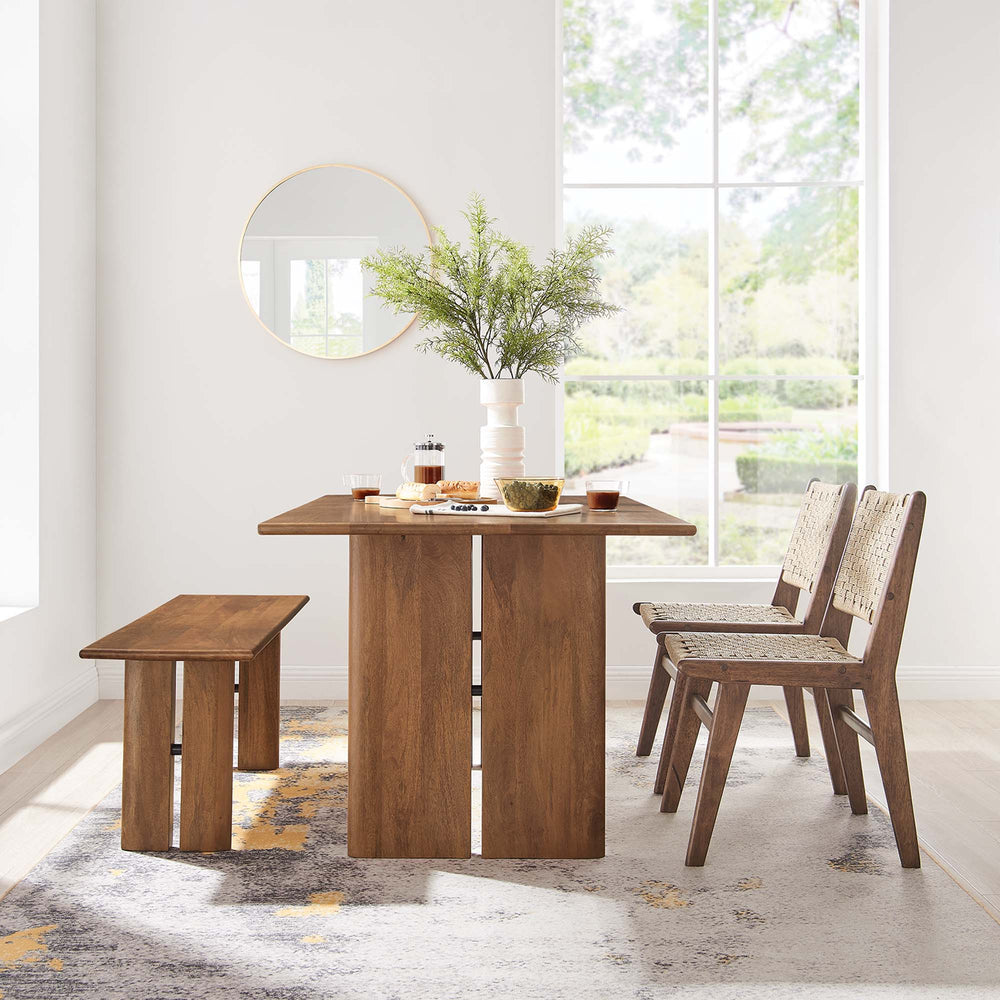 Amistad 60" Wood Dining Table and Bench Set in Walnut