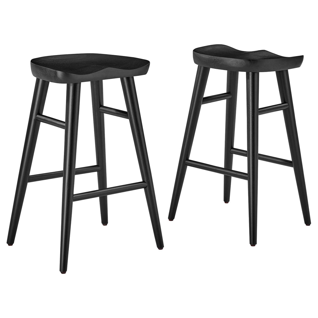 Saville Backless Wood Counter Stools Set of 2 in Black