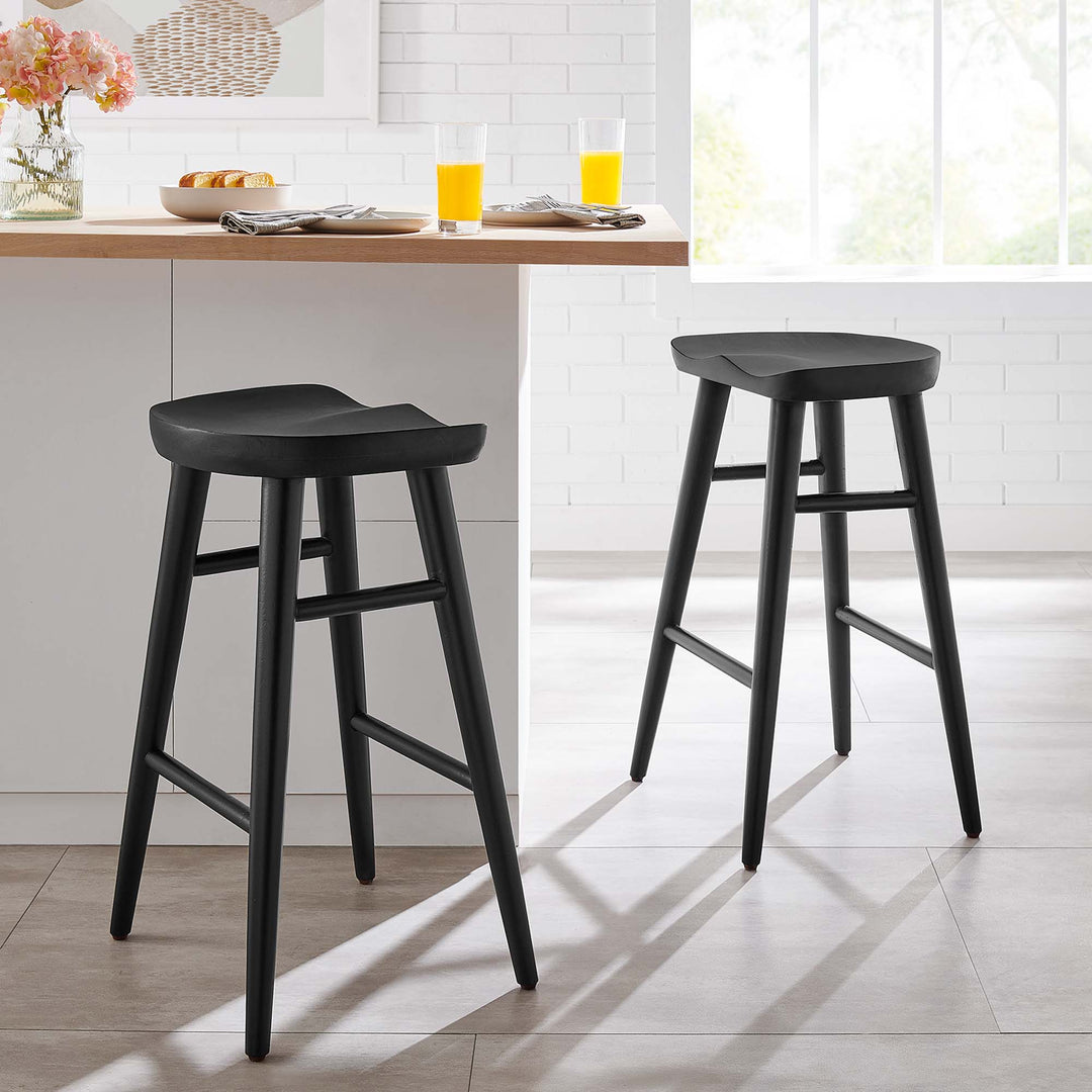 Saville Backless Wood Counter Stools Set of 2 in Black