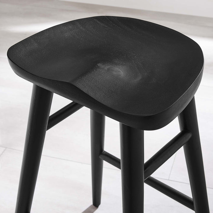 Saville Backless Wood Counter Stools Set of 2 in Black