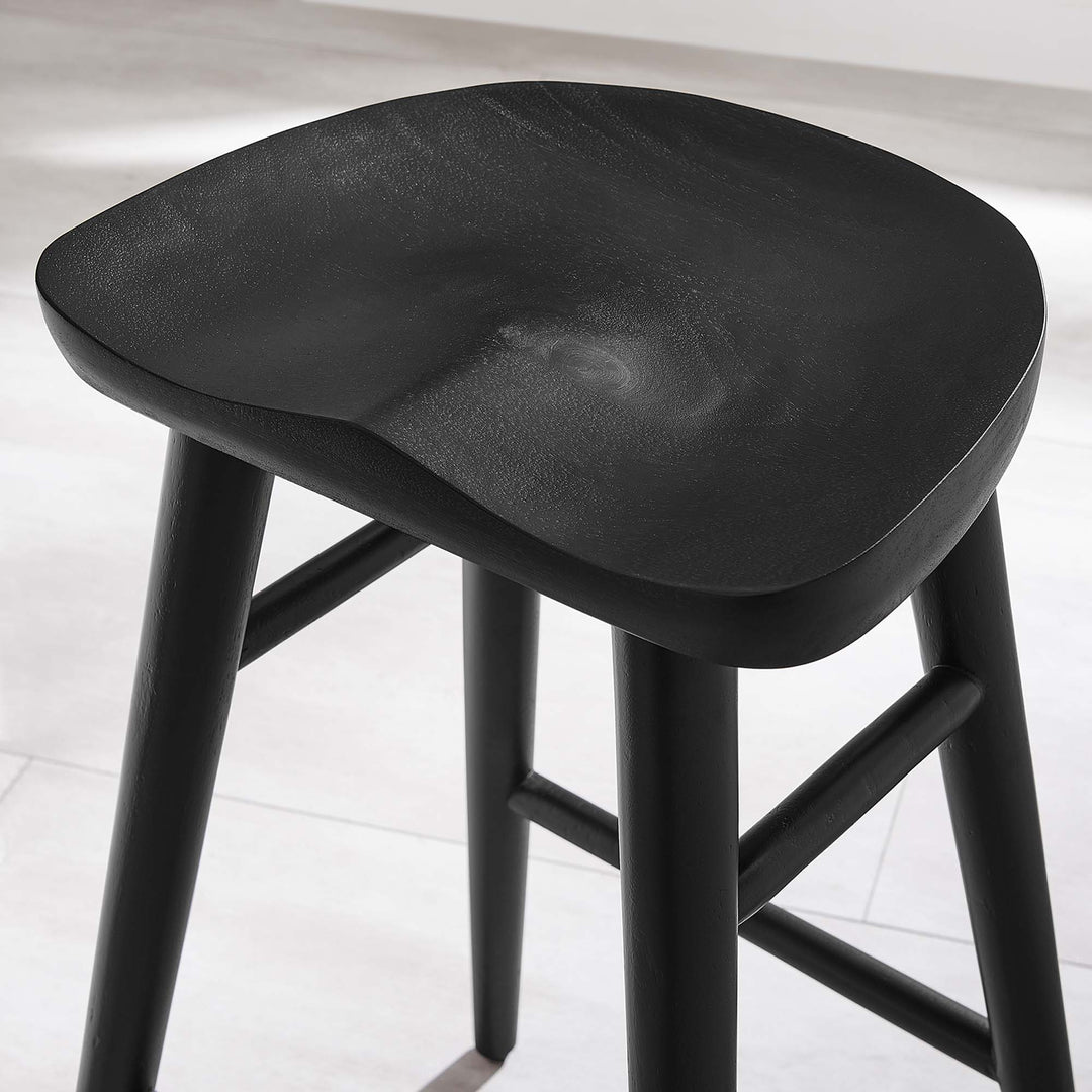 Saville Backless Wood Counter Stools Set of 2 in Black