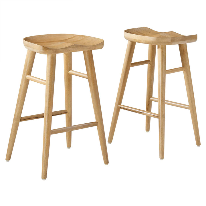 Saville Backless Wood Counter Stools Set of 2 in Oak