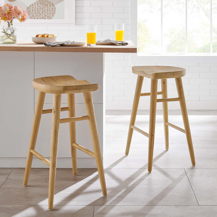 Saville Backless Wood Counter Stools Set of 2 in Oak