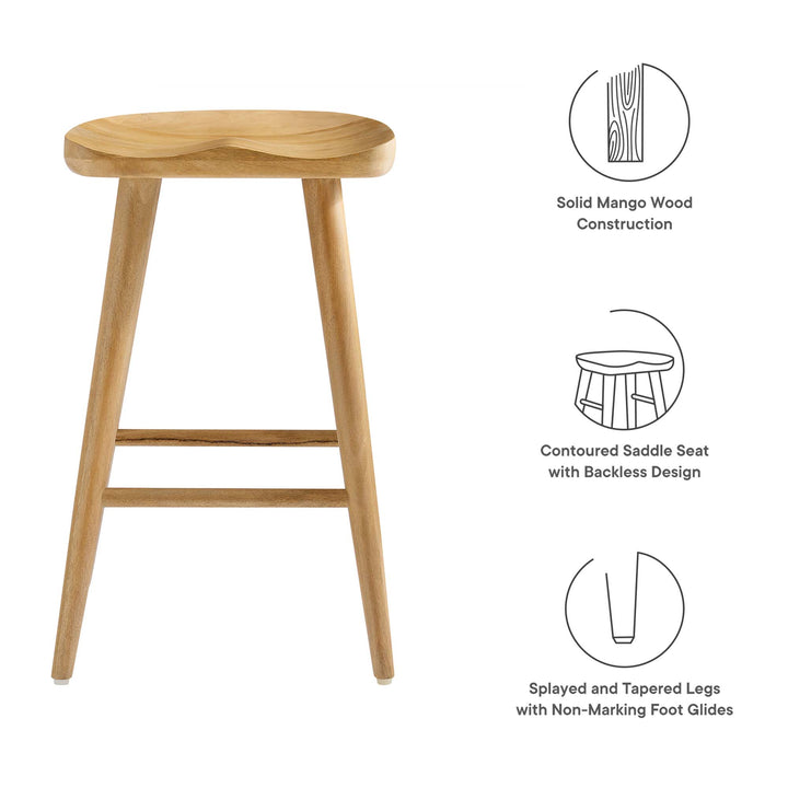 Saville Backless Wood Counter Stools Set of 2 in Oak