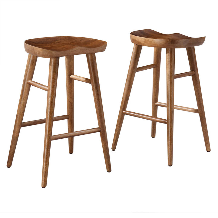 Saville Backless Wood Counter Stools Set of 2 in Walnut
