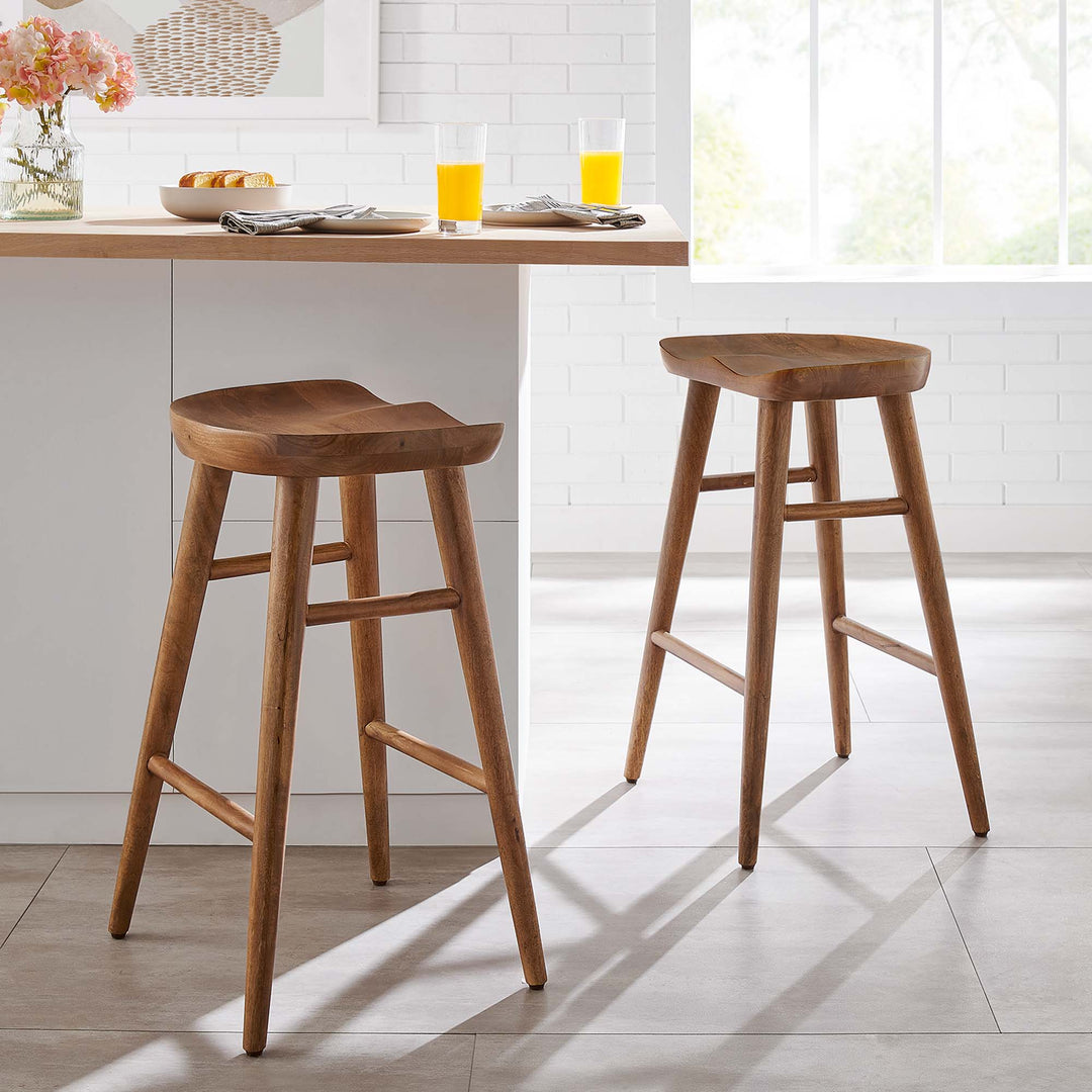 Saville Backless Wood Counter Stools Set of 2 in Walnut