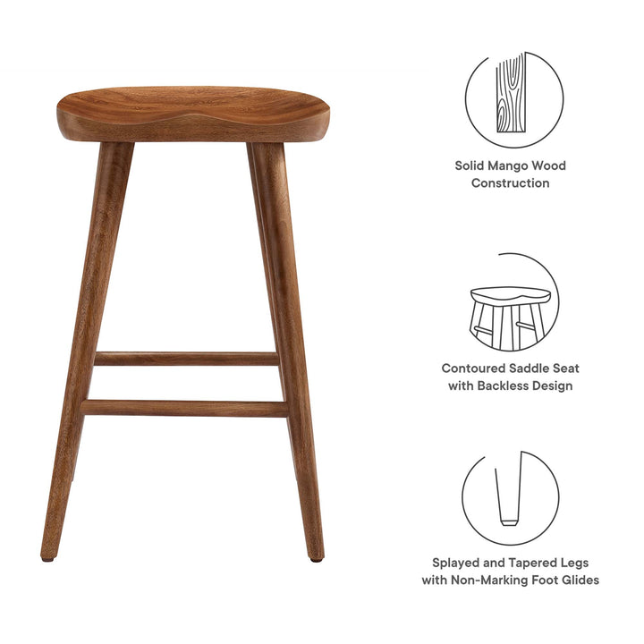 Saville Backless Wood Counter Stools Set of 2 in Walnut