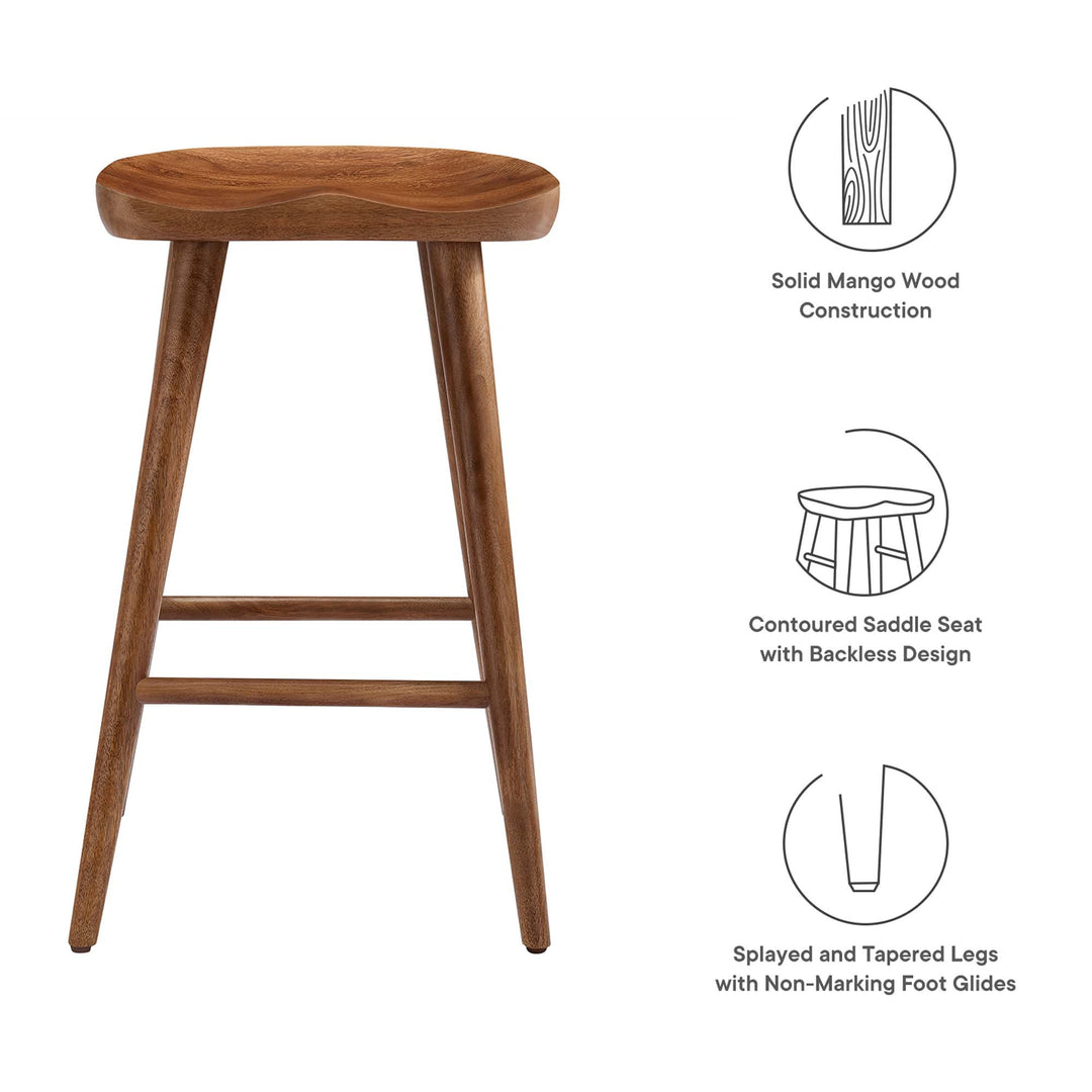 Saville Backless Wood Counter Stools Set of 2 in Walnut