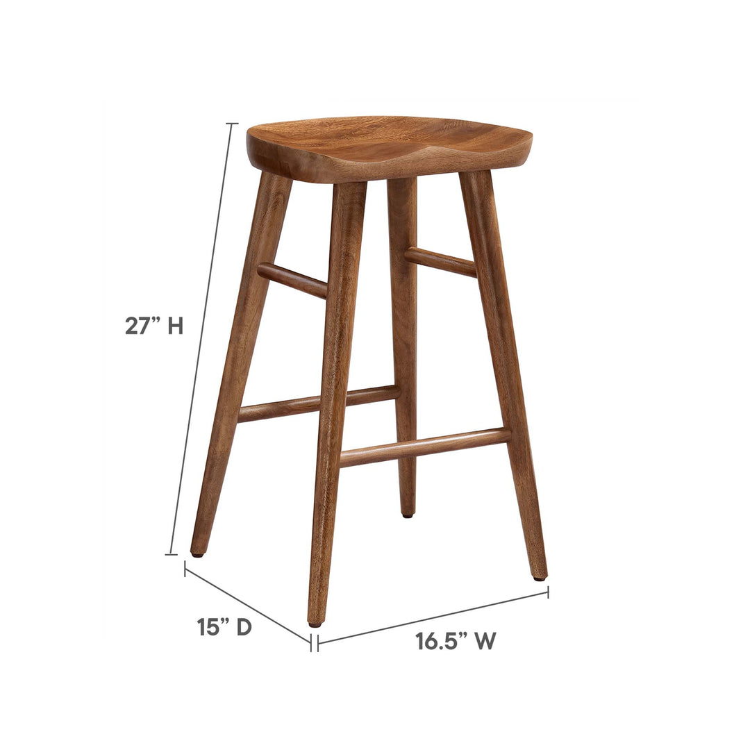 Saville Backless Wood Counter Stools Set of 2 in Walnut