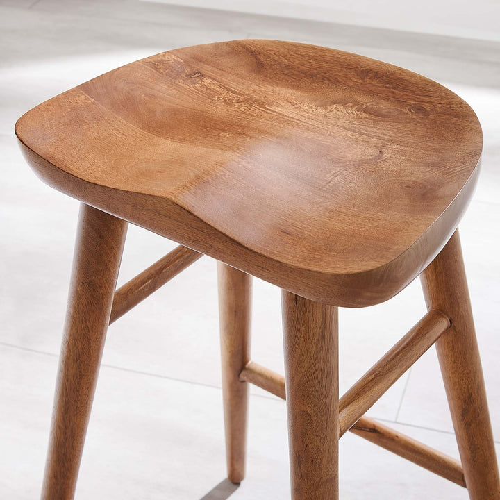 Saville Backless Wood Counter Stools Set of 2 in Walnut
