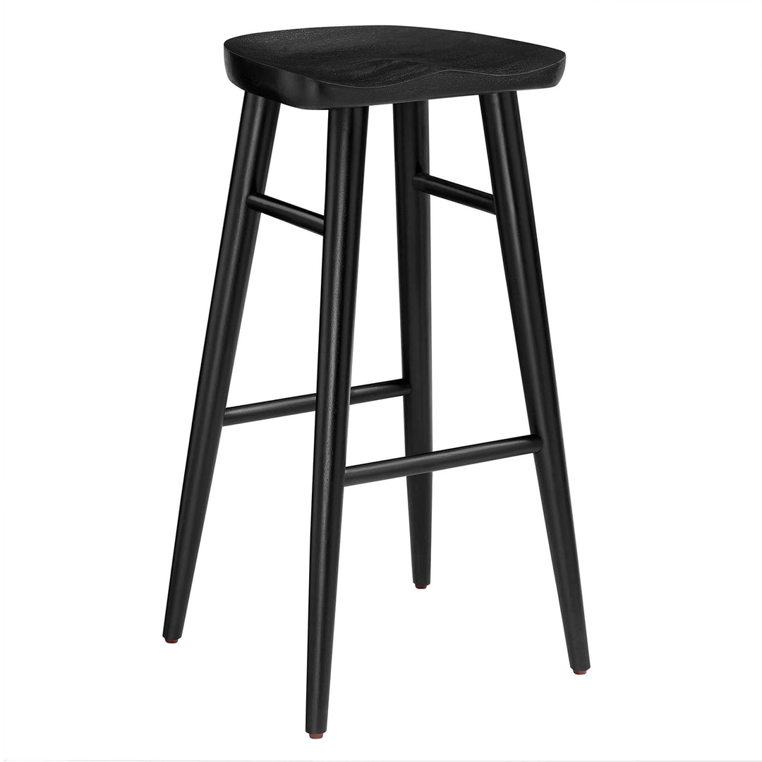 Saville Backless Wood Bar Stools Set of 2 in Black