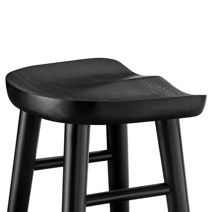 Saville Backless Wood Bar Stools Set of 2 in Black