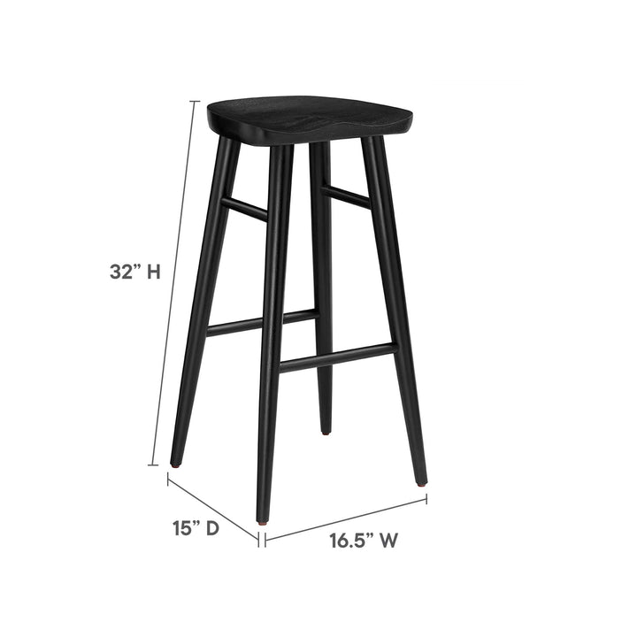 Saville Backless Wood Bar Stools Set of 2 in Black