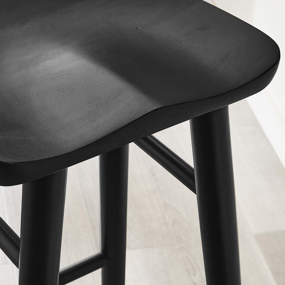 Saville Backless Wood Bar Stools Set of 2 in Black