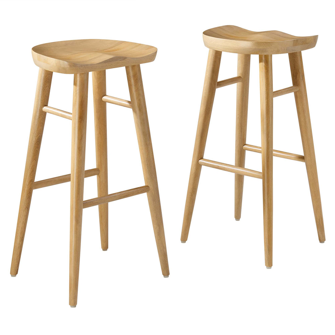 Saville Backless Wood Bar Stools Set of 2 in Oak