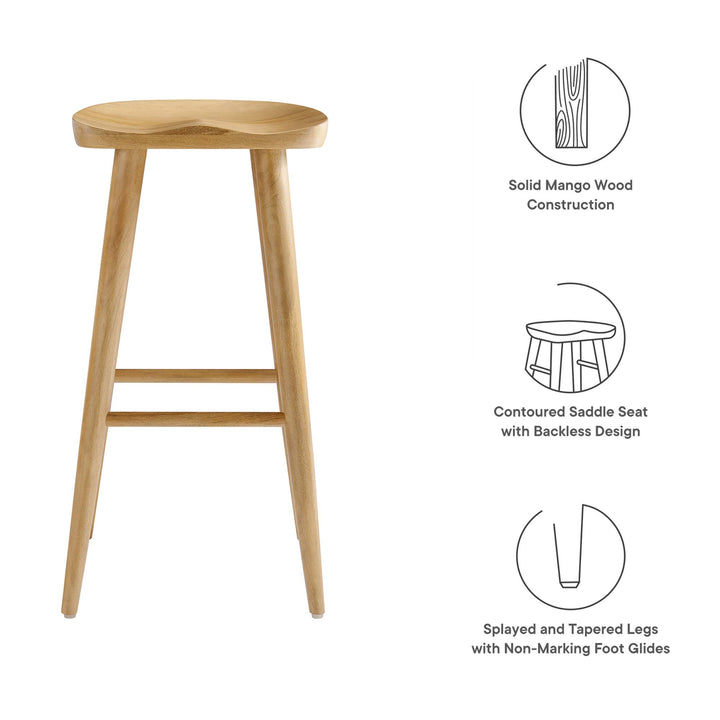 Saville Backless Wood Bar Stools Set of 2 in Oak