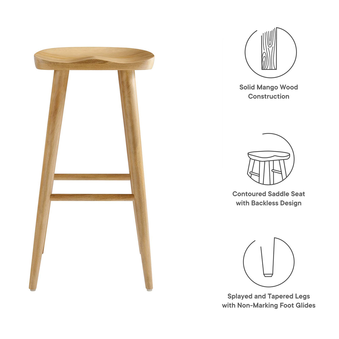 Saville Backless Wood Bar Stools Set of 2 in Oak