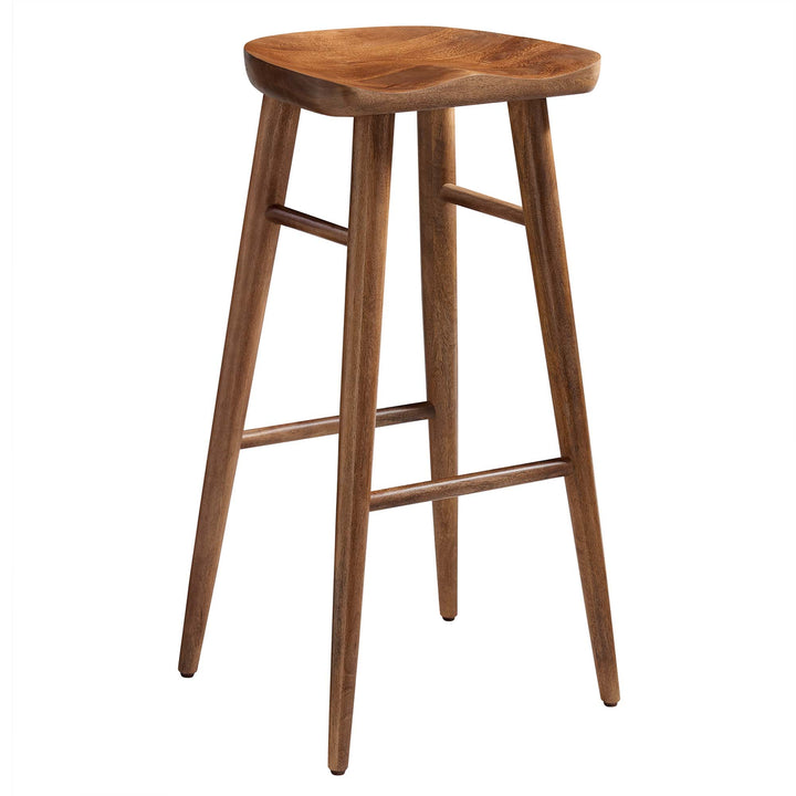 Saville Backless Wood Bar Stools Set of 2 in Walnut