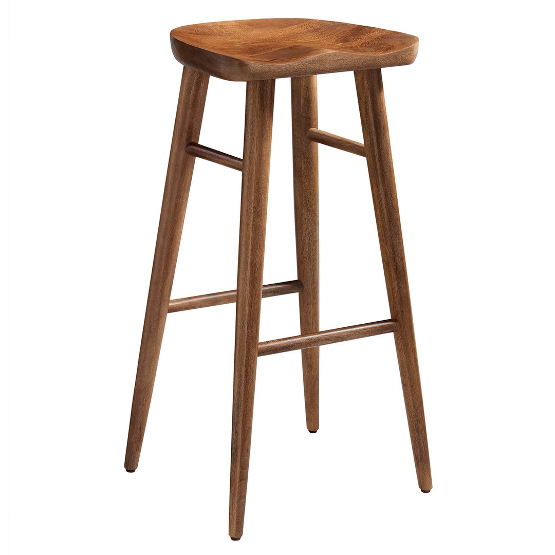 Saville Backless Wood Bar Stools Set of 2 in Walnut