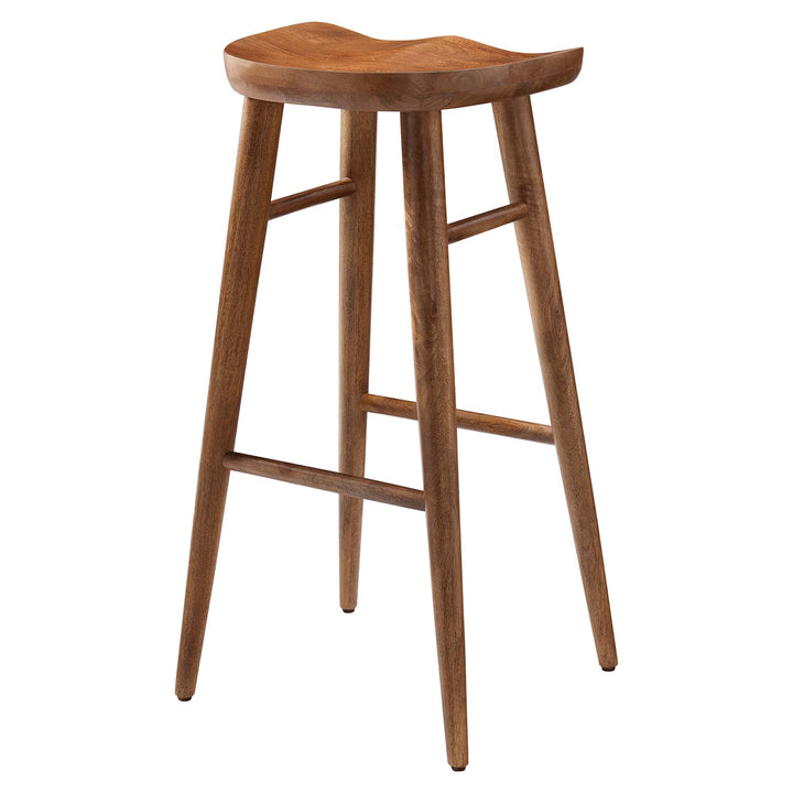 Saville Backless Wood Bar Stools Set of 2 in Walnut