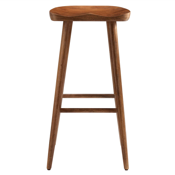 Saville Backless Wood Bar Stools Set of 2 in Walnut