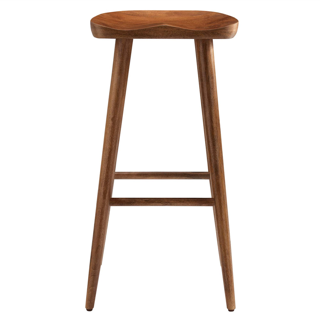 Saville Backless Wood Bar Stools Set of 2 in Walnut