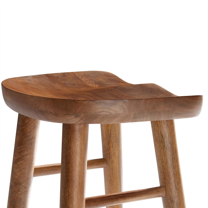 Saville Backless Wood Bar Stools Set of 2 in Walnut
