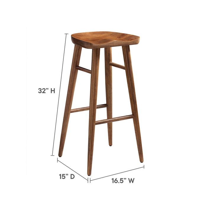 Saville Backless Wood Bar Stools Set of 2 in Walnut