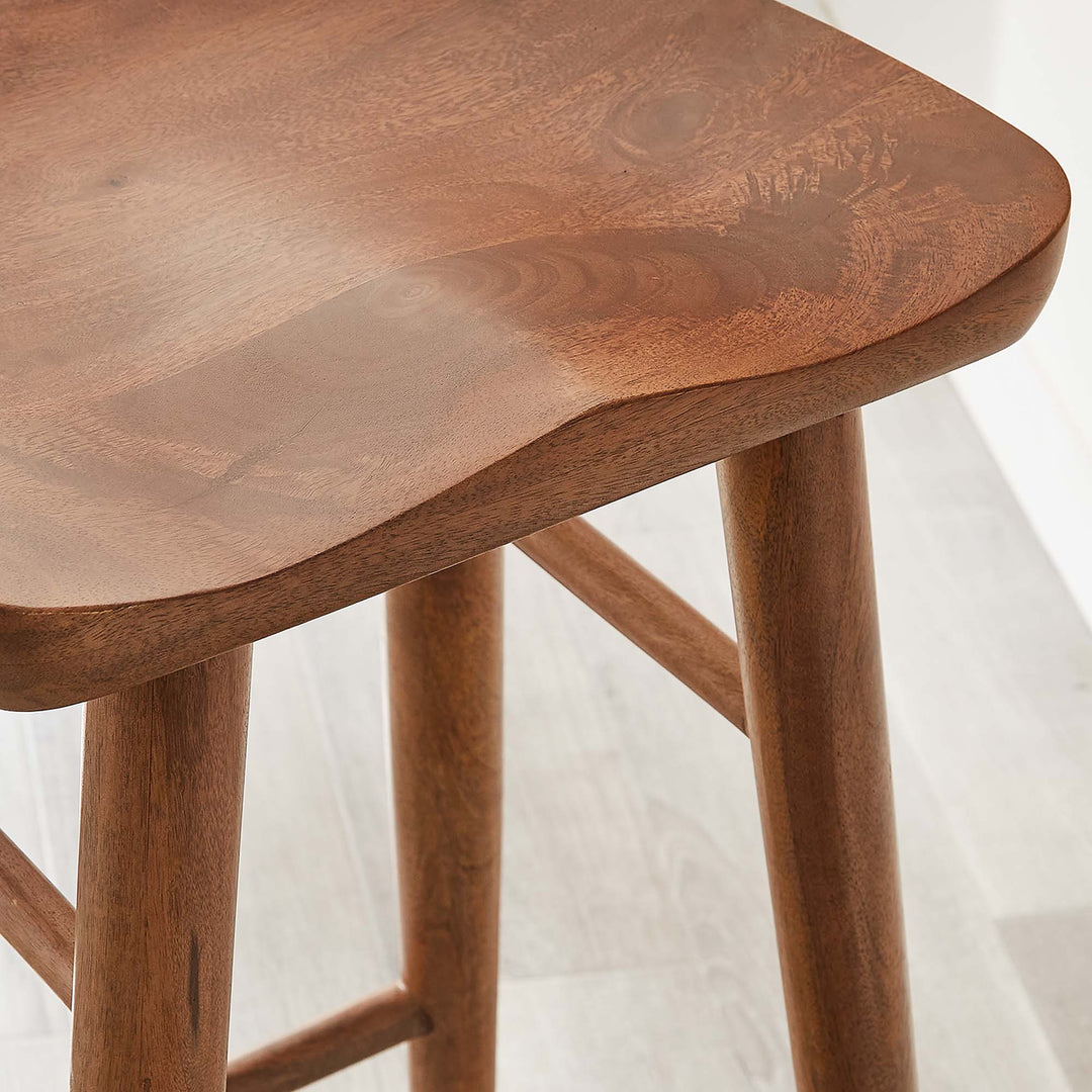 Saville Backless Wood Bar Stools Set of 2 in Walnut
