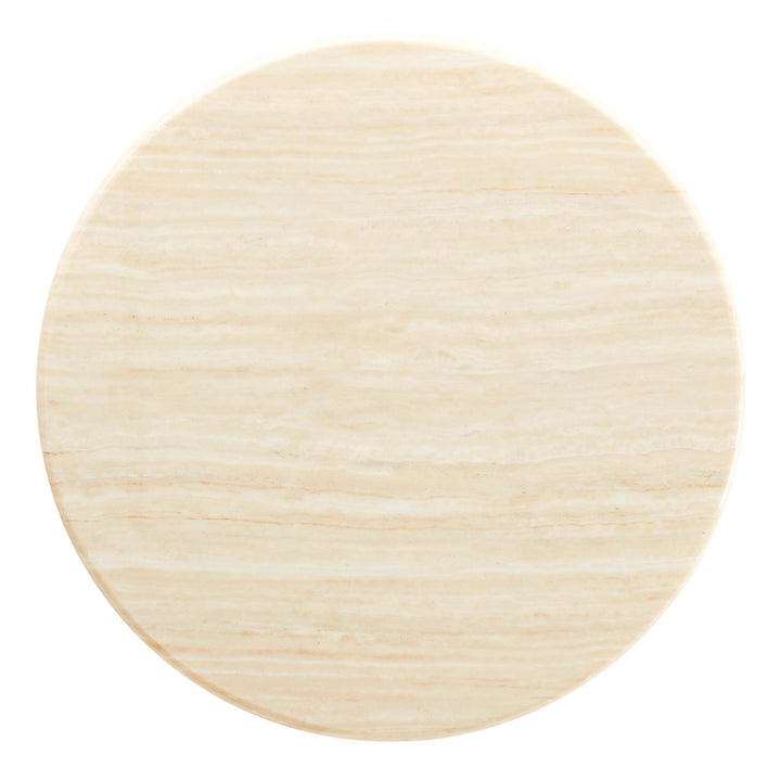 Lippa 36" Round Faux Travertine Coffee Table in Gold Travertine