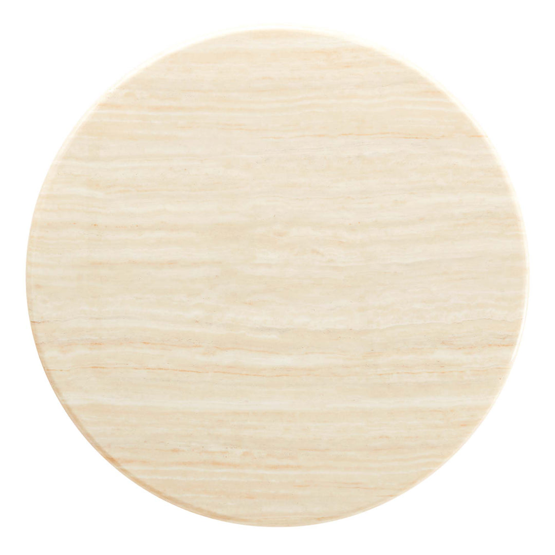 Lippa 36" Round Faux Travertine Coffee Table in Gold Travertine